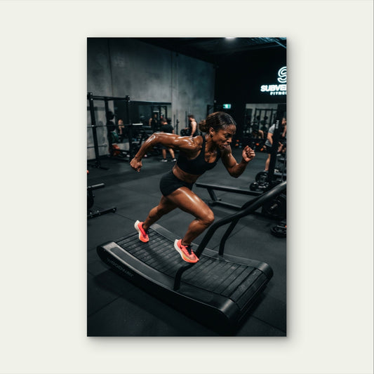 Strong Female Runner Speed Conditioning 5mm Plastic Poster Ready to Hang 90x60cm