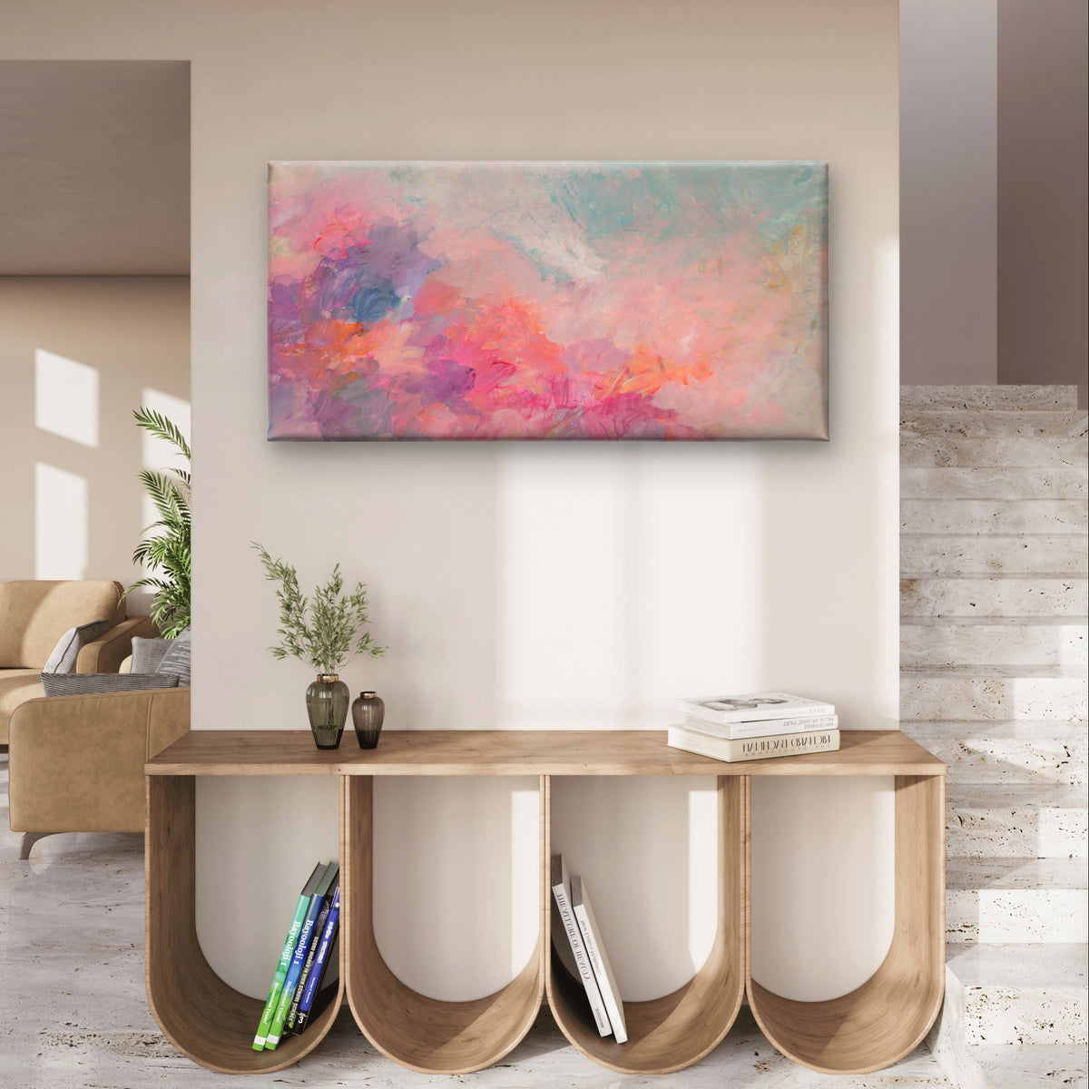 Modern Impressionist Colorful Clouds Wall Art Canvas Office Home Framed 120x60cm