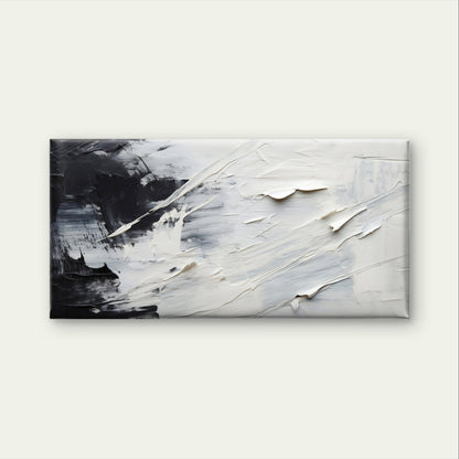 Black White Minimalist Abstract Gray Wall Art Canvas Office Home Framed 120x60cm
