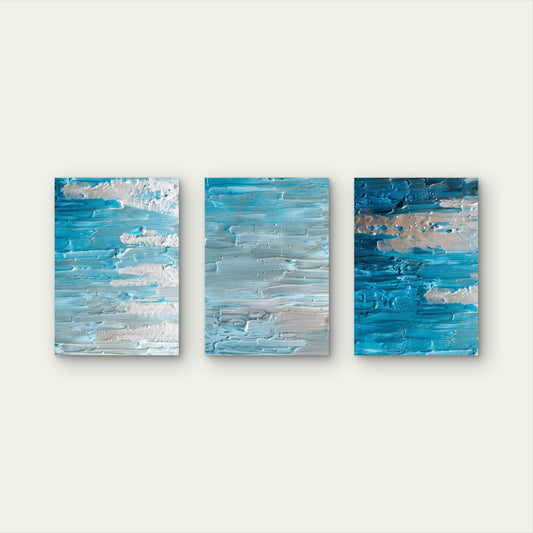 3pcs Modern Turquoise Teal Silver Foil Painting Wall Art Set Canvas Framed 60x90cm - High Quality Print 100% Australian Made Wall Canvas Ready to Hang