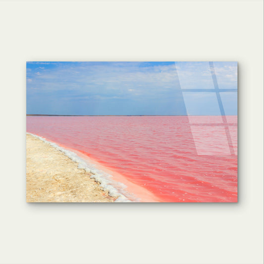 Pink Lake Australia Hutt Lagoon Scenic Acrylic Glass Printing Wall Art Australian Made Quality