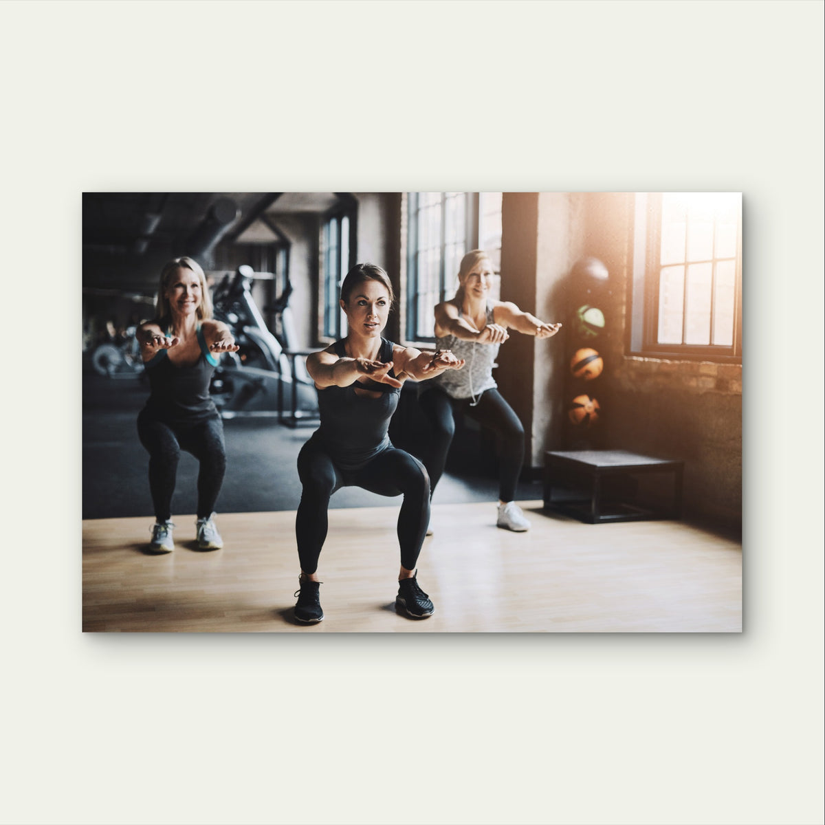 Fitness Squat Leg Day Group Workout Training 5mm thick Plastic Poster Ready to Hang 90x60cm