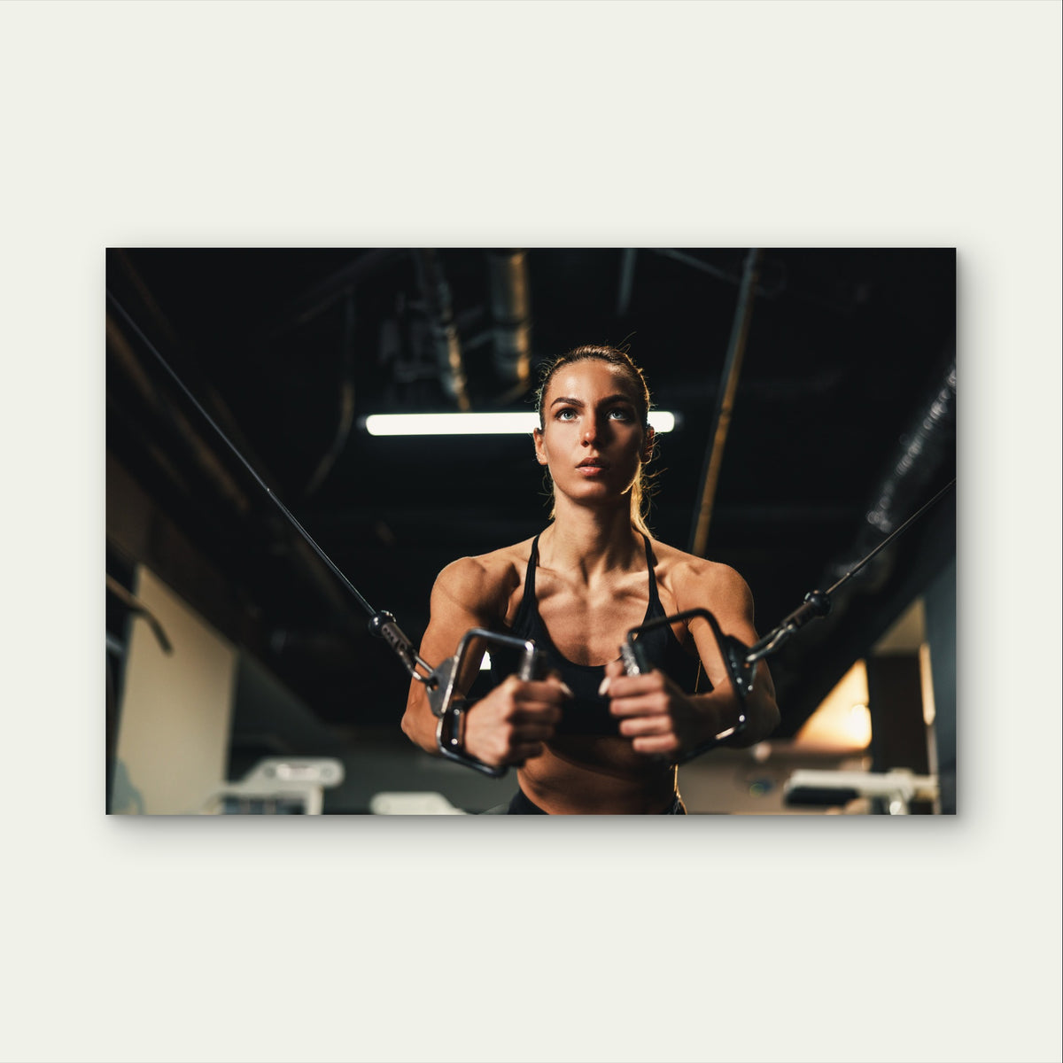 Gym Cable Fly Machine Chest Workout Training 5mm thick Plastic Poster Ready to Hang 90x60cm