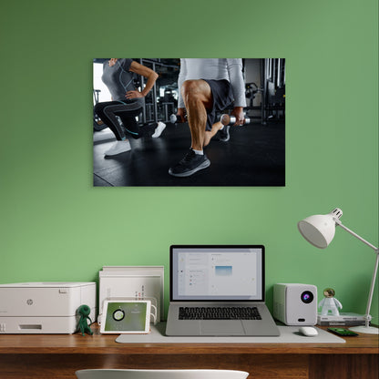Gym Dumbbell Lunges Leg Day Workout Training 5mm thick Plastic Poster Ready to Hang 90x60cm