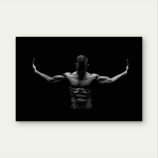 Male Bodybuilding Gym Fitness Motivate Abs 5mm Plastic Ready to Hang 90x60cm