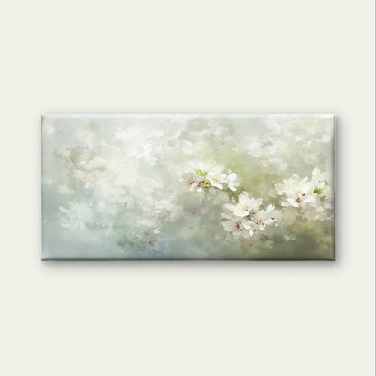 White Cherry Blossom Floral Painting Wall Art Canvas Office Home Framed 120x60cm