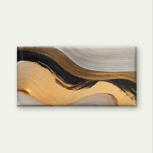 Modern Beige Gold Abstract Wave Wall Art Canvas Office Home Framed 120x60cm