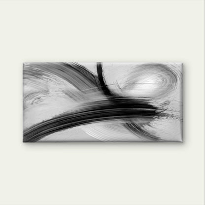 Modern Black White Brush Stroke Wall Art Canvas Office Home Framed 120x60cm