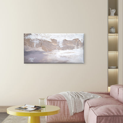 Modern Beige Abstract Oil Texture Wall Art Canvas Office Home Framed 120x60cm