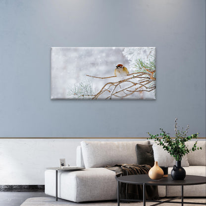 Little Sparrow Winter Wildlife Wall Art Canvas Office Home Framed 120x60cm