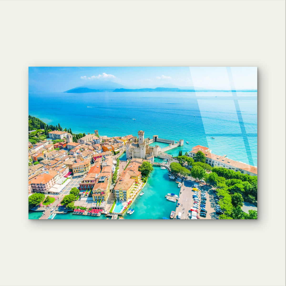 Sirmione Aerial Italy Landscape View Acrylic Glass Printing Wall Art Australian Made Quality