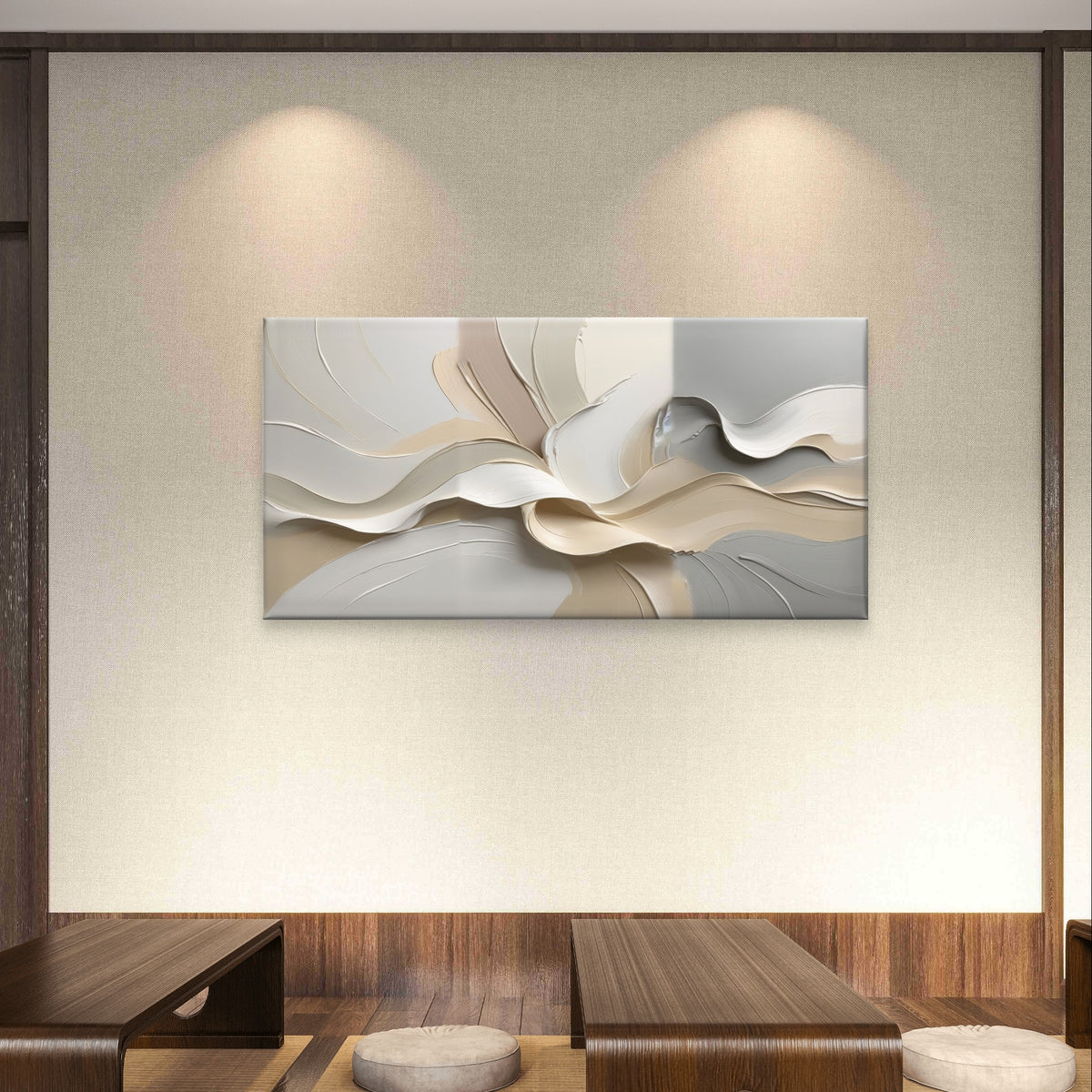 Minimalist Neutral Abstract Beige Wall Art Canvas Office Home Framed 120x60cm