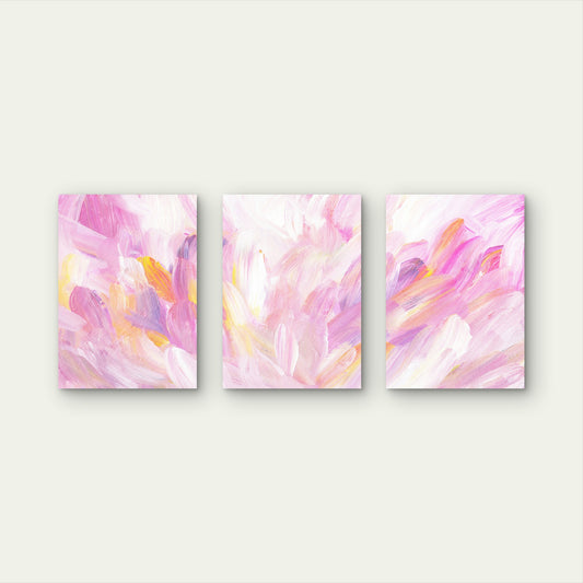 3pcs Modern Abstract Pink Pastel Painting Wall Art Set Canvas Framed 40x60cm - High Quality Print 100% Australian Made Wall Canvas Ready to Hang