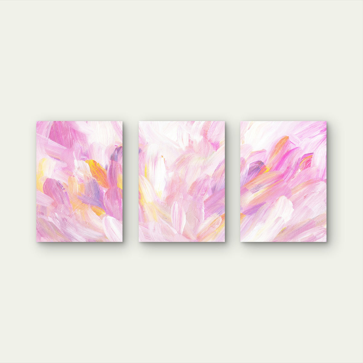 3pcs Modern Abstract Pink Pastel Painting Wall Art Set Canvas Framed 60x90cm - High Quality Print 100% Australian Made Wall Canvas Ready to Hang