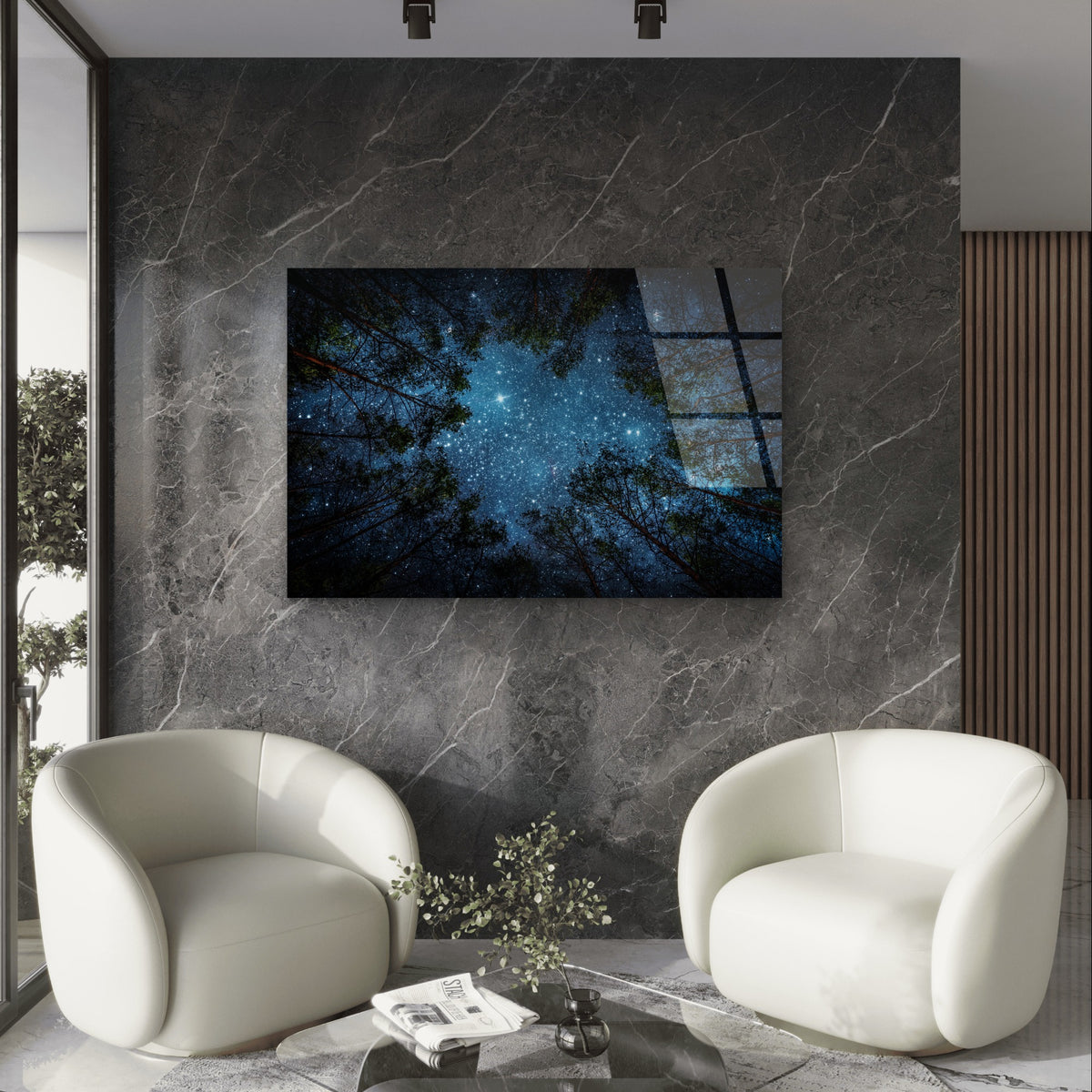 Starry Night Sky Forest Trees Canopy Acrylic Glass Printing Wall Art Australian Made Quality