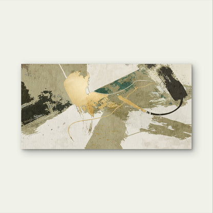Luxury Khaki Emerald Brushstroke Wall Art Canvas Office Home Framed 120x60cm