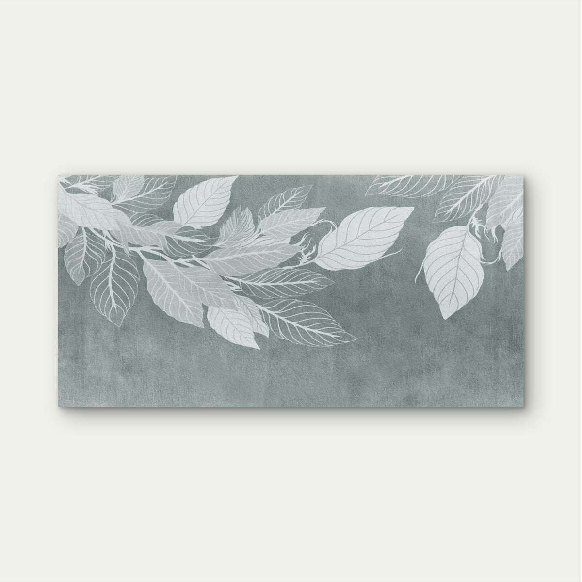 Nordic Minimalist Slate Blue Leaf Wall Art Canvas Office Home Framed 120x60cm