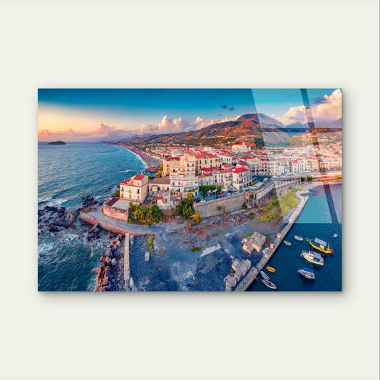 Italian Coastal Town Diamante Calabria Acrylic Glass Printing Wall Art Australian Made Quality