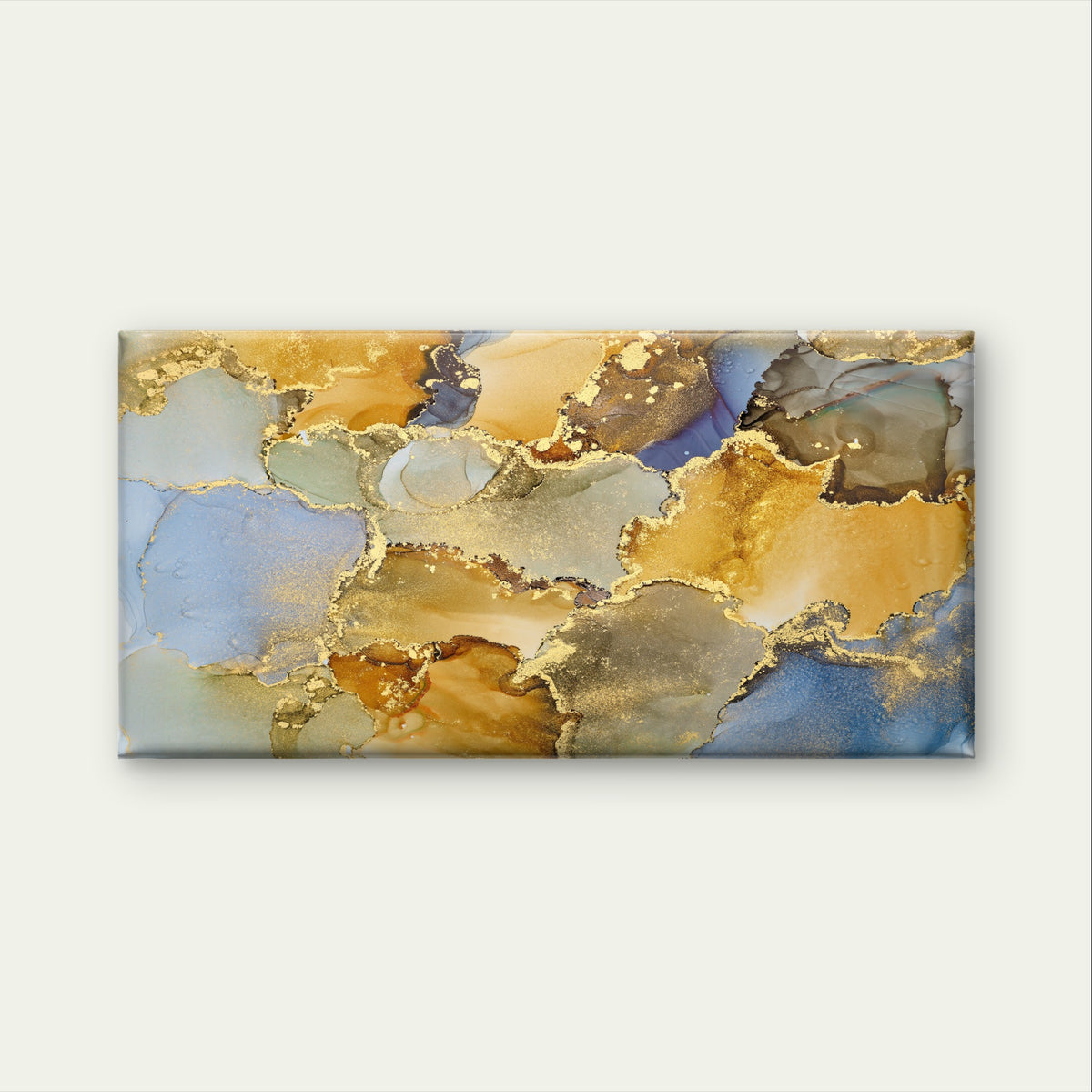 Luxury Gold Foil Fluid Alcohol Ink Wall Art Canvas Office Home Framed 120x60cm