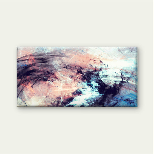 Abstract Blush Pink Navy Blue Nebula Wall Art Canvas Office Home Framed 120x60cm