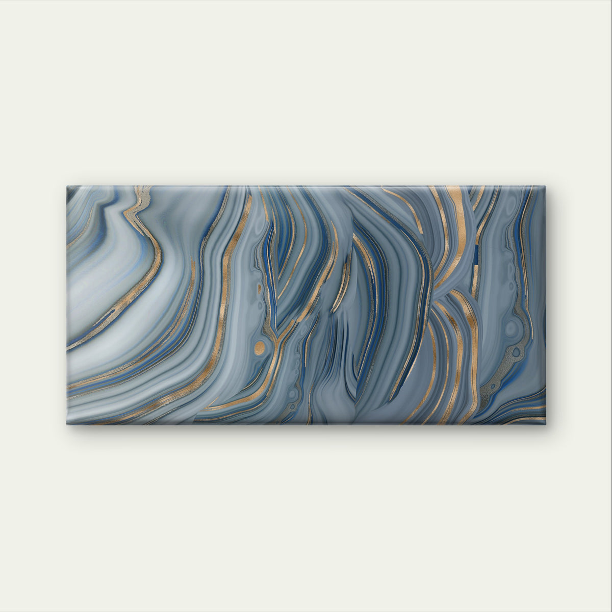 Elegant Gray Blue Mineral Layer Wave Wall Art Canvas Office Home Framed 120x60cm