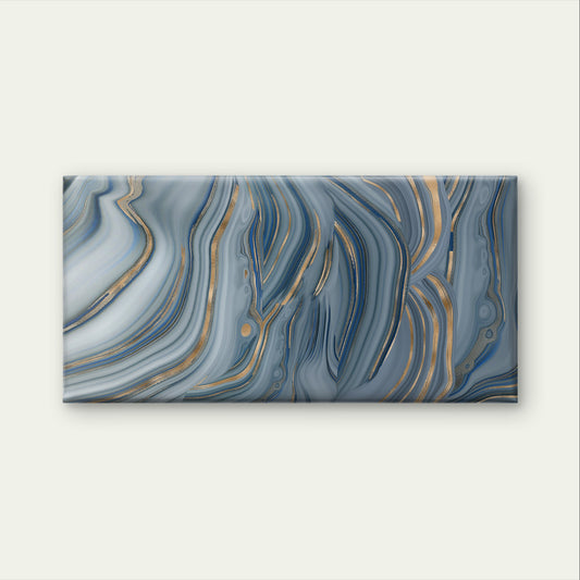 Elegant Gray Blue Mineral Layer Wave Wall Art Canvas Office Home Framed 120x60cm