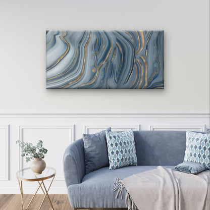 Elegant Gray Blue Mineral Layer Wave Wall Art Canvas Office Home Framed 120x60cm