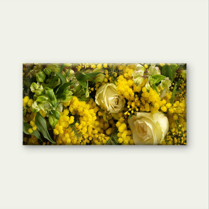 Modern Cream Rose Yellow Flower Bunch Wall Art Canvas Office Home Framed 120x60