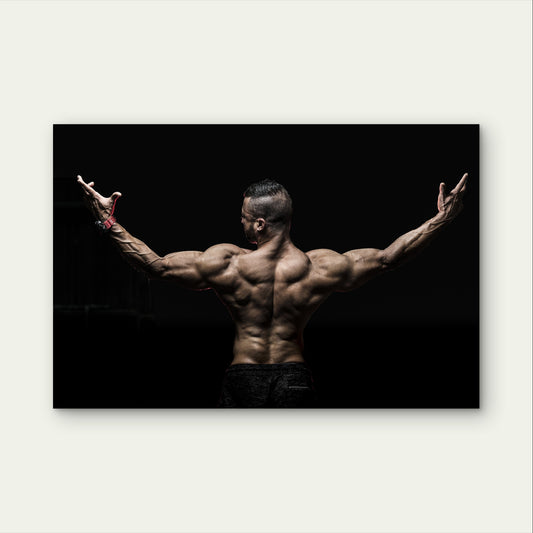 Shredded Muscular Man Back Workout Art 5mm Plastic Poster Ready to Hang 90x60cm