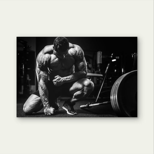 Black White Bodybuilding Muscular Man 5mm Plastic Poster Ready to Hang 90x60cm