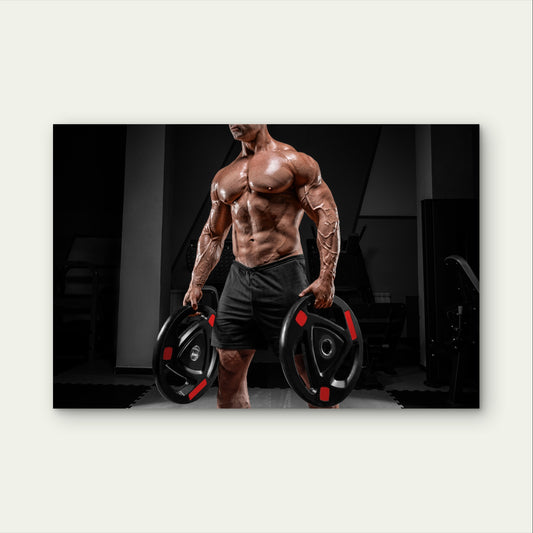 Fitness Male Strong Abs Powerlifting 5mm Plastic Poster Ready to Hang 90x60cm