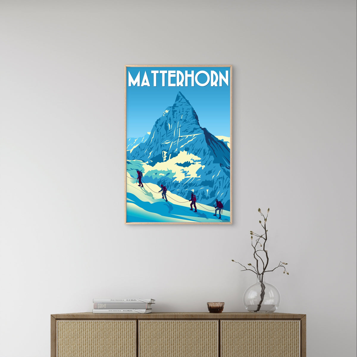 Matterhorn Switzerland Mountain Climbing Retro Travel Poster Print Wall Art