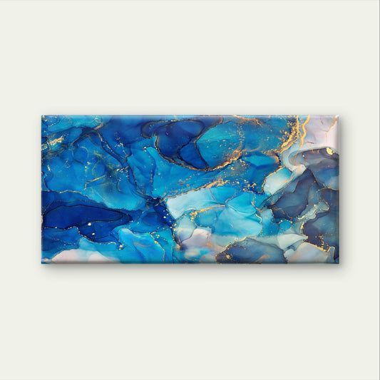Modern Abstract Blue Gold Marble Wall Art Canvas Office Home Framed 120x60cm