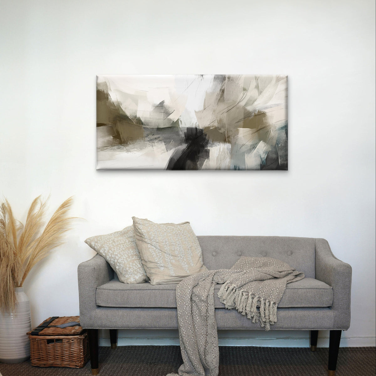 Modern Abstract Landscape Brush Wall Art Canvas Office Home Framed 120x60cm