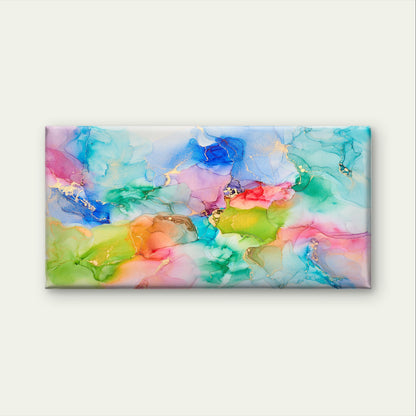 Vibrant Rainbow Abstract Marble Wall Art Canvas Office Home Framed 120x60cm