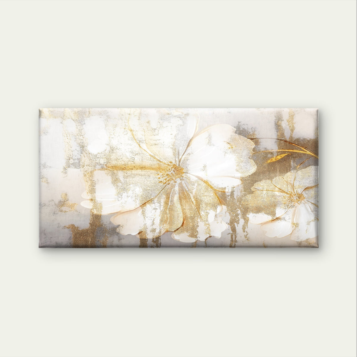 Modern Abstract Gold Leaf Flower Wall Art Canvas Office Home Framed 120x60cm