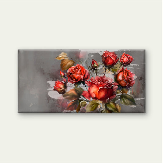 Vintage Red Rose Flower Oil Painting Wall Art Canvas Office Home Framed 120x60cm