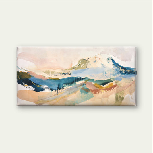 Navy Blue Teal Abstract Mountain Wall Art Canvas Office Home Framed 120x60cm