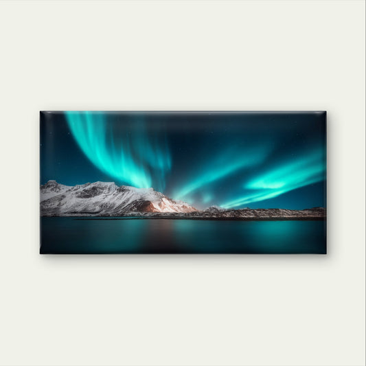 Northern Lights Aurora Borealis Sea Wall Art Canvas Office Home Framed 120x60cm