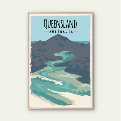 Whitehaven Beach Whitsundays Queensland Australia Travel Poster Print Wall Art