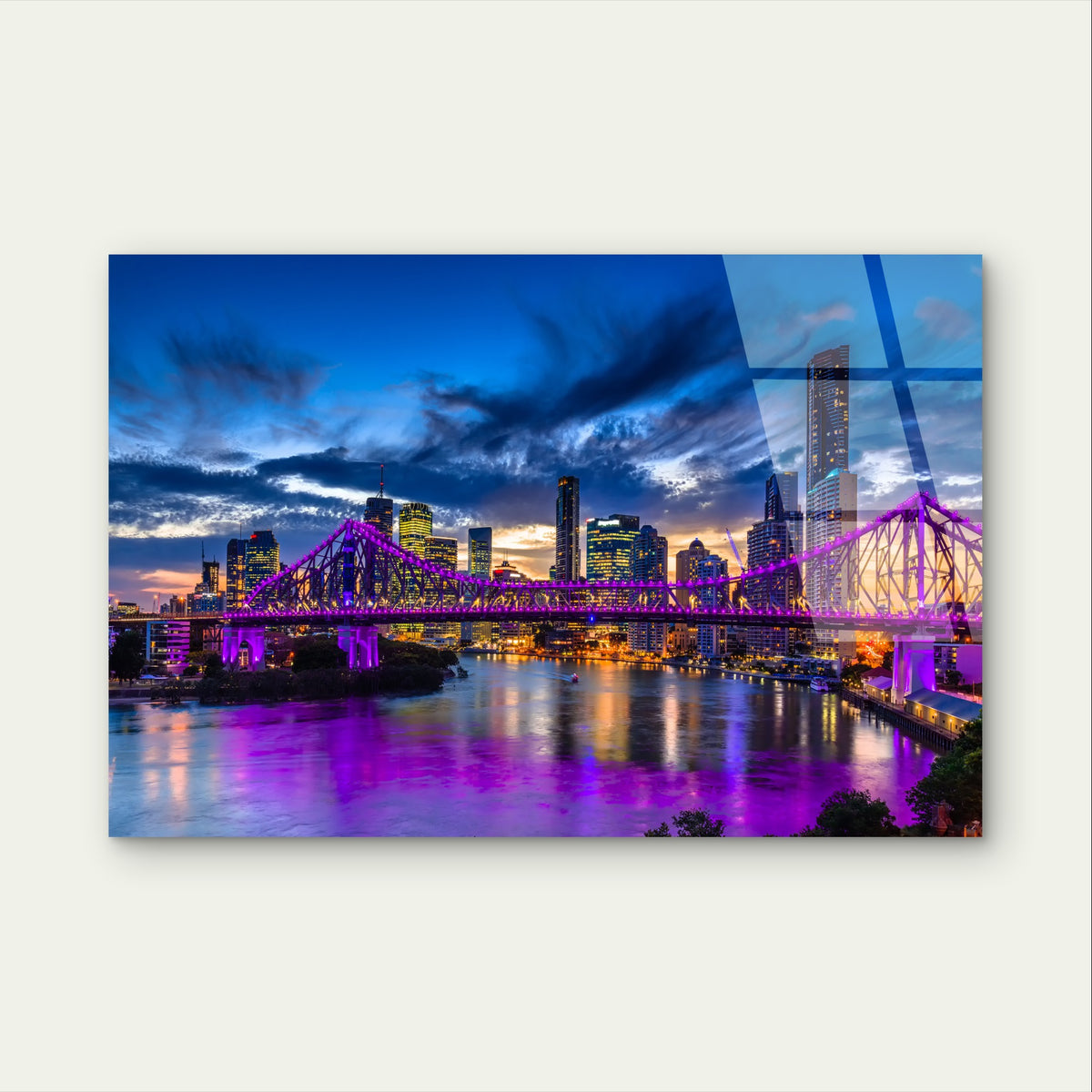 Brisbane Story Bridge City Skyline Dusk Acrylic Glass Printing Wall Art Australian Made Quality