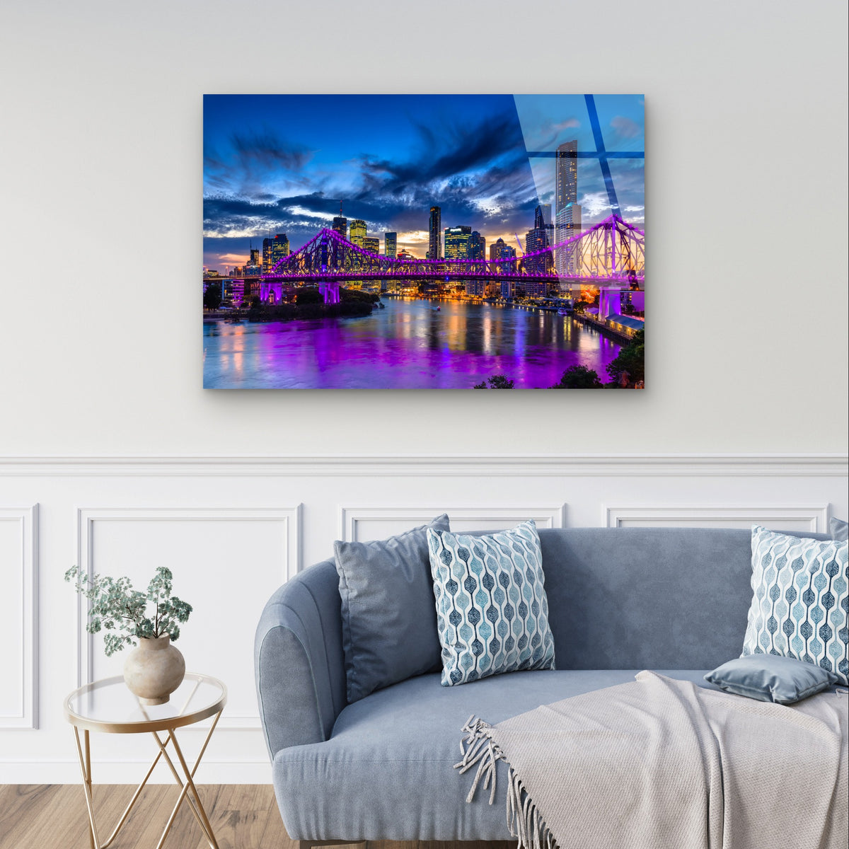 Brisbane Story Bridge City Skyline Dusk Acrylic Glass Printing Wall Art Australian Made Quality