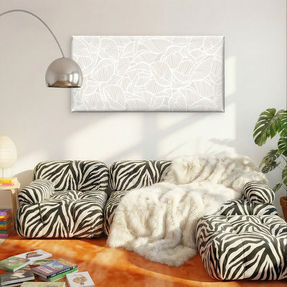 Nordic Beige White Leaf Pattern Wall Art Canvas Office Home Framed 120x60cm
