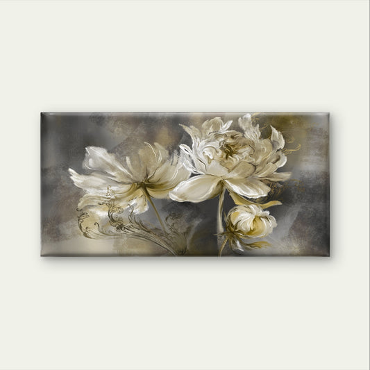 Nordic Grey Cream Textured Bloom Wall Art Canvas Office Home Framed 120x60cm