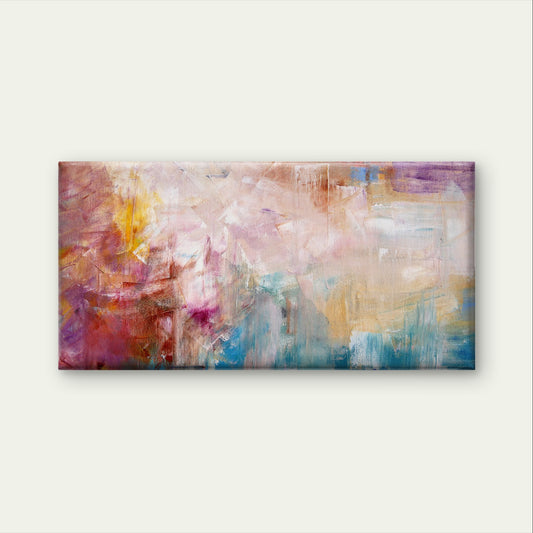 Colorful Pastel Brushstroke Wave Wall Art Canvas Office Home Framed 120x60cm