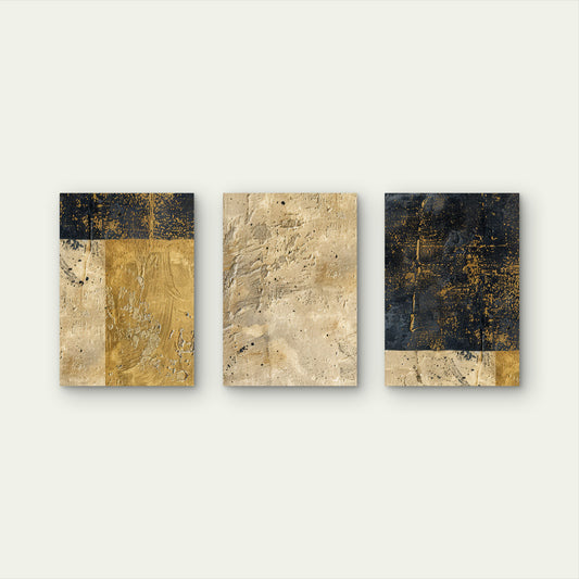 3pcs Gold Abstract Modern Wabi Sabi Textured Wall Art Set Canvas Framed 60x90cm - High Quality Print 100% Australian Made Wall Canvas Ready to Hang