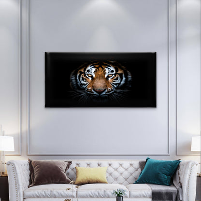 Bengal Tiger Head Animal Face Eyes Wall Art Canvas Office Home Framed 120x60cm