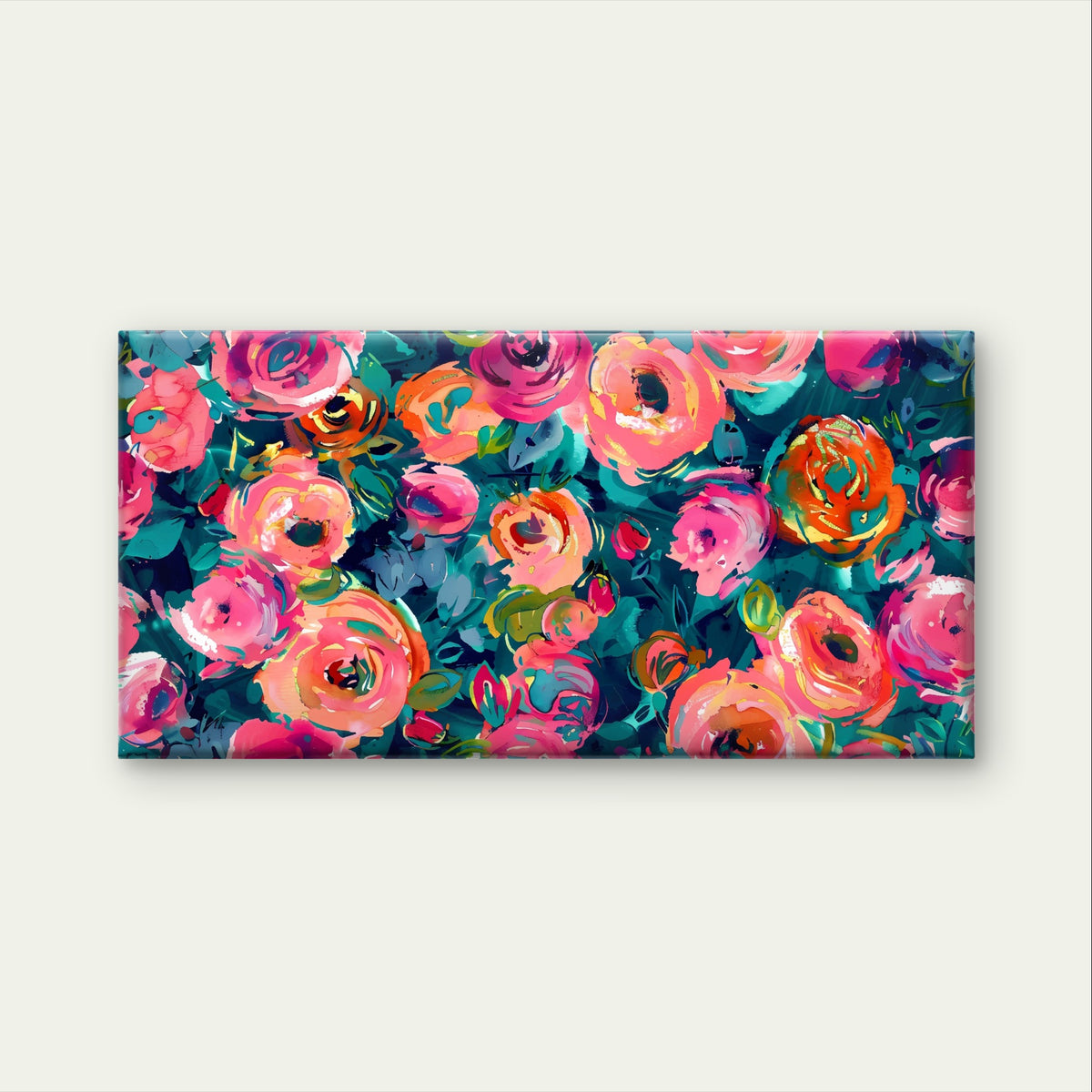 Colorful Rose Floral Abstract Paint Wall Art Canvas Office Home Framed 120x60cm
