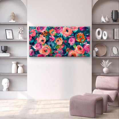 Colorful Rose Floral Abstract Paint Wall Art Canvas Office Home Framed 120x60cm