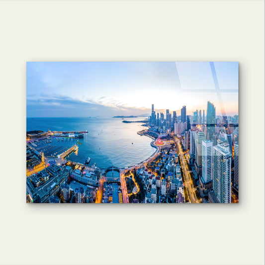 Qingdao City Skyline Aerial Fushan Bay Acrylic Glass Printing Wall Art Australian Made Quality